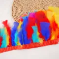 Bunte Truthahn Feder Borte DIY Handwerk Kostüm Zubehör 2M Bunte Feder Franse Band - #32, ca. 2 m