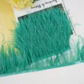 Vibrant green ostrich feather trim fringe 10-13cm for dress garment sewing DIY craft decor - 38