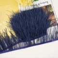 Dark blue ostrich feather trim fringe 10-13cm ribbon tape for clothing sewing craft DIY decoration - 41