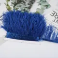 Borde de flecos de plumas de avestruz azules con cinta de satén para coser vestidos de novia DIY. - 22