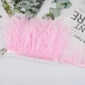 Ribete de flecos de plumas de avestruz rosa con cinta para vestido de novia DIY y accesorios. - 24