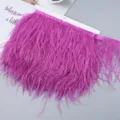 Ostrich feather trim fringe ribbon in vibrant magenta color for DIY sewing crafts and dresses. - 39