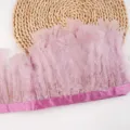 Pink turkey feather trim, flat ribbon fringe for costume apparel DIY sewing crafts decor. - #39 Approx. 2m