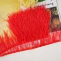Red ostrich feather fringe trim 10-13cm garment sewing craft DIY costume decorative accessory - 45