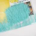 Turquoise ostrich feather fringe trim 1 meter long 10-13cm for DIY craft clothing decor. - 47