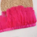 Vibrant hot pink turkey feather trim fringe ribbon for DIY sewing costume dress decor 2m - #42, Approx. 2m