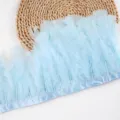 Light blue turkey feather trim fringe ribbon for DIY craft sewing clothing accessories. - #43, Approx. 2m