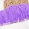 Purple turkey feather trim ribbon for costume accessories DIY handmade craft decoration - #44, Approx. 2m