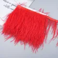 Red Ostrich Feather Trim Ribbon Fringe DIY Craft Sewing Garment Dress Costume Decor - 45