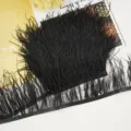 Black ostrich feather trim fringe 1 meter for clothing sewing craft DIY decoration accessories. - 51