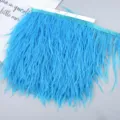 Vibrant blue ostrich feather trim fringe ribbon for DIY sewing, clothing, and dress decor. - 46