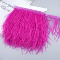 Hot pink ostrich feather trim fringe, vibrant apparel sewing craft decoration accessory. - 48