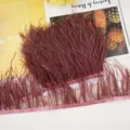 Burgundy Ostrich Feather Fringe Trim 10-13cm For Clothing Accessories Craft Decor 1M - 54