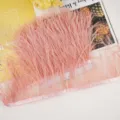 Pink Ostrich Feather Trim 10-13cm Fluffy Feather Fringe Ribbon for Sewing Craft Party Decor - 55