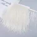 White ostrich feather trim fringe ribbon for DIY sewing, wedding dress, clothing decoration. - 50