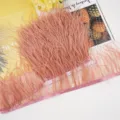 Ostrich feather trim fringe ribbon tape for clothing sewing crafts DIY decoration pink color. - 57