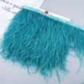 Teal ostrich feather trim ribbon for DIY clothing sewing, wedding dress decoration. - 53