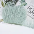 Ribete de plumas de avestruz verde claro cinta costura vestido de novia accesorio artesanal - 40