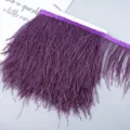 Purple ostrich feather trim ribbon fabric edge for DIY clothing sewing wedding dress decor - 58