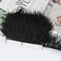 Adorno de flecos de plumas de avestruz negras con cinta para vestido de novia costura DIY. - 51