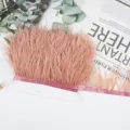 Cinta de plumas de avestruz rosa flecos DIY accesorio de costura manualidades suave 8-10cm - 57
