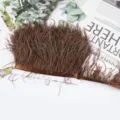 Borde de plumas de avestruz marrones con cinta flequillo para vestido de novia DIY accesorios - 59