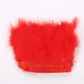 Garniture de franges en plumes rouges ruban de plumes de dinde bricolage pour couture - Rouge