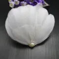 White feather hair clip with pearl rhinestone center, elegant hair accessory for women and kids. - Style 1 (Large Feather Patch with Gemstones)