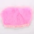 Garniture de plumes de dinde rose bord en tissu ruban pour accessoires de couture DIY. - Rose