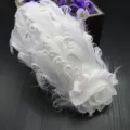 White feathered hair clip elegant floral design headpiece for children dance party performance - Style No. 4 (Long Roll with Flowers)