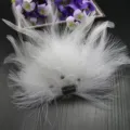 Fluffy white feather hair clip cute animal design hairpin kids performance hair accessory - Style No. 18 (Pointed Faux Fur with 3 Small & 1 Long Rhinestones)