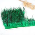 Green black feather trim fringe ribbon DIY sewing garment accessories costume craft trim - Grass Green