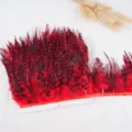 Red black feather trim fringe ribbon for DIY sewing costume clothing accessories craft decor - Red
