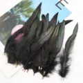 Black rooster feathers with clips for DIY crafts, jewelry making, and cat teaser toys. - Black (Approx. 100 Pieces)
