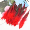Colorful rooster tail feathers with metal clips for DIY crafts and decor red variant. - Red (Approx. 100 Pcs)