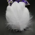 White feather hair clip, fluffy side clip for dance performance and daily wear fashion. - Style No. 2 (5 Feathers with Fluff and Flower)