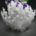 White feather hair clip variant for kids dance performance, elegant rhinestone side hair pin. - Style No. 7 (Multi-Row Rhinestones with Gems)
