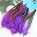 Colorful rooster tail feathers with metal clips for DIY jewelry crafts and toys 100pcs pack - Deep Purple (approx. 100pcs)