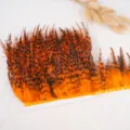 Orange black feather trim ribbon, colorful DIY craft apparel sewing accessory variant - Orange
