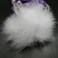 White fluffy feather hair clip for women girls elegant dancing party hair accessory styling. - Style 21 (Fluff + 3 Pointed Rhinestones)