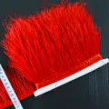 Red ostrich feather trim DIY sewing apparel garment dress cuff craft decoration accessory - Bright Red