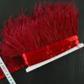 Red Ostrich Feather Trim Ribbon DIY Craft Sewing Accessory Red Skirt Decor Package - Burgundy
