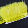 Vibrant Yellow Ostrich Feather Trim Ribbon, DIY Craft Sewing Fringe for Clothing Hem Cuffs - 022 Yellow