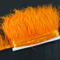 Vibrant orange ostrich feather trim fringe for DIY sewing, clothing, and craft decoration. - 023 Orange