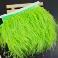Fluorescent green ostrich feather trim, 8-10cm fluffy feather fringe for DIY apparel and sewing. - 024 Fruit Green