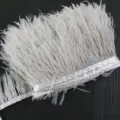 Ostrich feather trim ribbon for clothing dress skirt hem cuffs DIY craft sewing accessories - 026 Light Grey