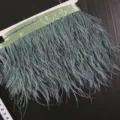 Grey ostrich feather trim for DIY crafts, apparel sewing, costume decoration, and clothing. - 029