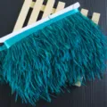 Teal ostrich feather trim fringe ribbon for DIY clothing dress cuffs crafting 1pc - 030 Peacock Blue
