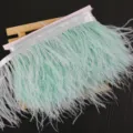Mint green ostrich feather trim ribbon for DIY crafts, dress hems, cuffs, and clothing decoration. - 033 Light Blue-Green
