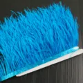 Bright blue ostrich feather trim ribbon for DIY clothing dress cuffs and craft decoration. - 034 Lake Blue